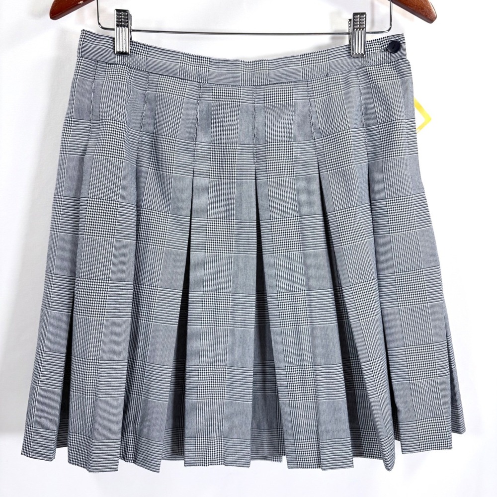 Dennis Uniform Junior Navy White Shadow Plaid‎ Pleated Skirt J3